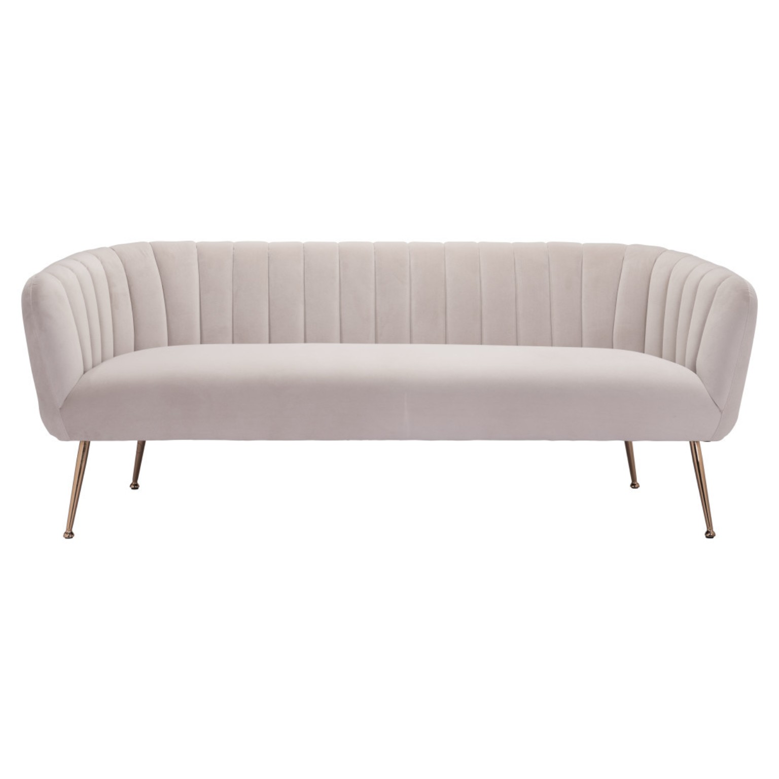 70-Inch Beige Tufted Sofa with Gold Legs