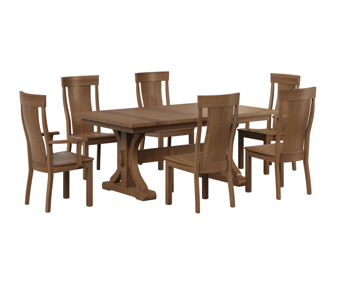 Weldon Chair Pioneer Trestle Table Group Setting