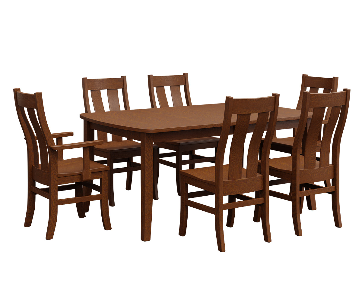 Curved Shaker Leg Table Johnson Dining Chair Group Setting