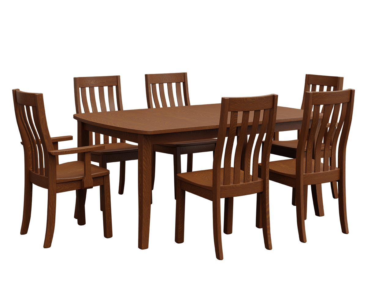 Curved Shaker Leg Table Vance Dining Chair Group Setting